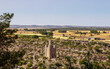 Aerial shot of a medieval watchtower in the town of Alarcon in Spain