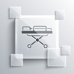 Wall Mural - Grey Stretcher icon isolated on grey background. Patient hospital medical stretcher. Square glass panels. Vector