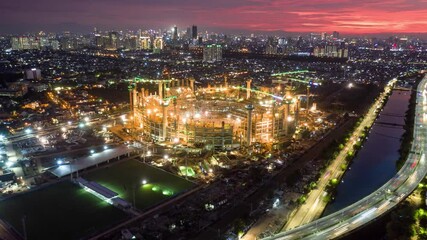 Wall Mural - Time lapse of glowing Jakarta International stadium