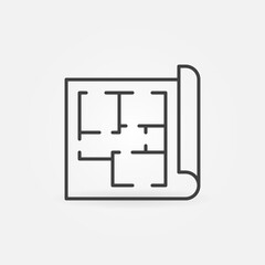 Poster - house plan linear vector concept icon or symbol