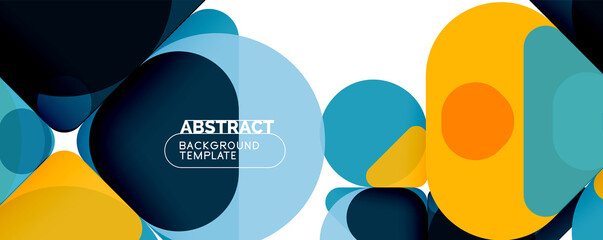 Flat geometric round shapes and dynamic lines, abstract background. Vector illustration for placards, brochures, posters and banners