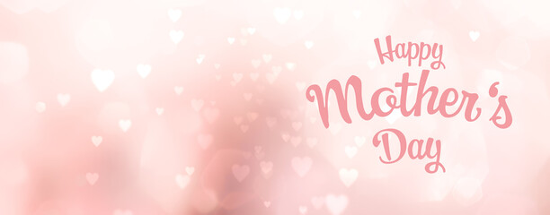 Wall Mural - Happy Mother's Day greeting card, background banner with pink hearts	
