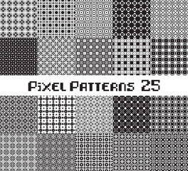 Poster - Abstract seamless pattern in pixel style. Set geometric design background.
