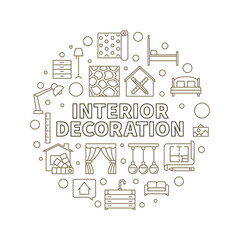 Canvas Print - Interior Decoration vector round Design outline illustration