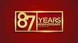 87 years anniversary logotype with golden color in square can be use for company celebration event