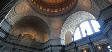 Breathtaking Beaux-Arts Architecture And Baroque Stucco Interiors Inside San Francisco City Hall With Impressive Dome Rotunda, A Landmark Registry Office For Marriage And Weddings With Columns Stairs