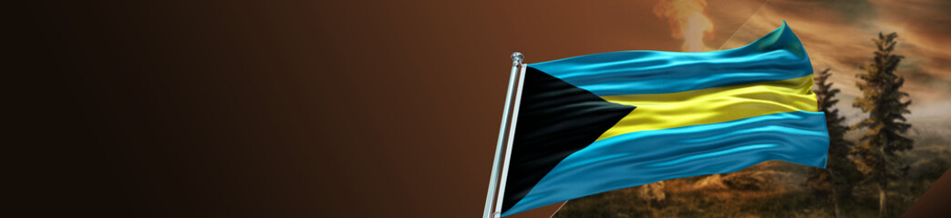 Bahamas Flag with Mystic Land and large Gradient Single Flag  