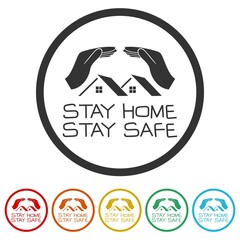 Poster - Stay at home ring icon isolated on white background color set