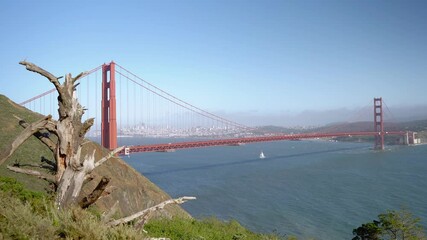 Wall Mural - Panoramic view of San Francisco Bay Area landscape, Golden Gate Bridge and downtown