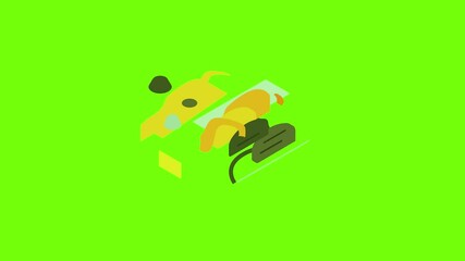 Poster - Big jack plane icon animation cartoon object on green screen background