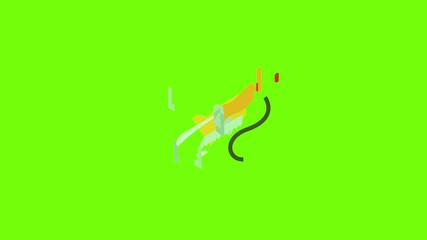 Poster - Yellow electric saw icon animation cartoon object on green screen background