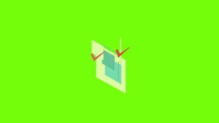 Poster - Check mark icon animation cartoon object on green screen background