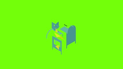 Poster - Blue mailbox icon animation cartoon object on green screen background