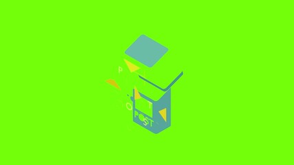 Poster - Mailbox icon animation cartoon object on green screen background