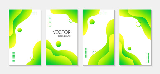 Wall Mural - abstract liquid green vertical stories templates for social media. vector backgrounds for instagram 