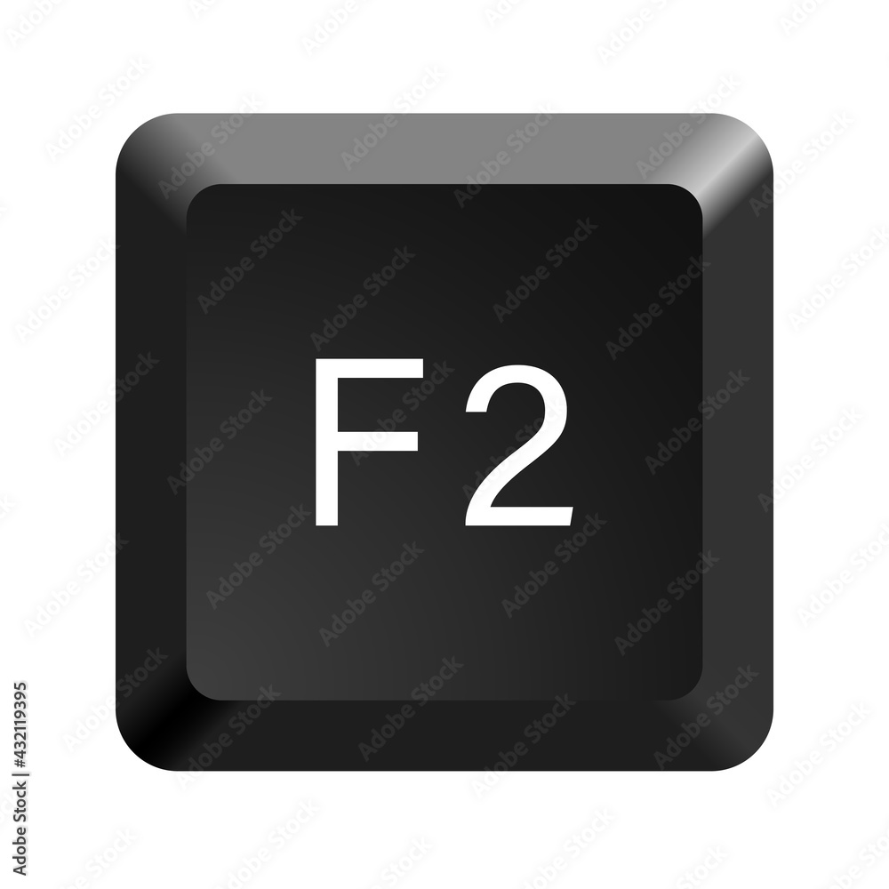 Стоковое векторное изображение «Key with with F2 symbol. Black computer  keyboard. Button icon vector illustration. » | Adobe Stock