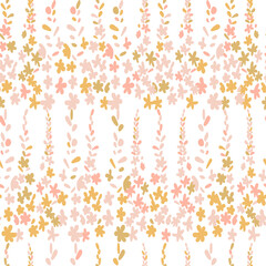 Aufkleber -  Floral vector seamless pattern. Simple stylized flowers and leaves background made with clipping mask for easy editing.