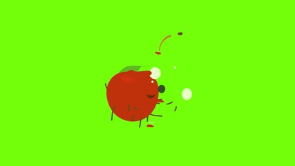 Wall Mural - Apple icon animation cartoon object on green screen background