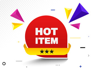 Poster - red vector banner hot item with yellow ribbon and background elements