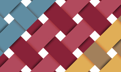 Poster - Paper weaving seamless pattern. Colorful diagonal wicker pattern. Abstract braiding background. Classic geometric ornament. Vector retro wicker pattern (seamless). Textile print. Vector EPS10