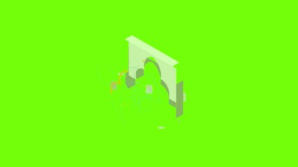 Wall Mural - Arch architecture icon animation cartoon object on green screen background