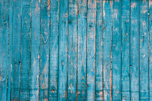 Light Blue Bright Old Wooden Fence, Aged Texture, Background