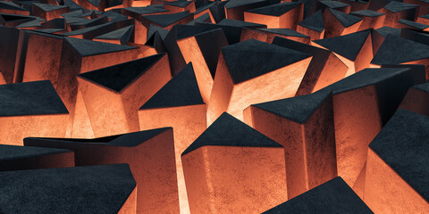 Poster - abstract geometric shape concrete surface wallpaper 3d render illustration