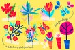 Vector set of plants, trees and flowers.