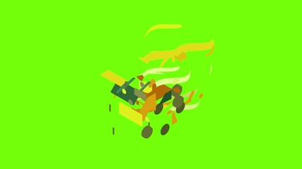 Poster - Concrete mixer truck icon animation cartoon object on green screen background
