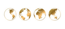 Vector Set Of Golden Globes On White Background,