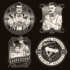 Sticker - Barbershop vintage monochrome labels