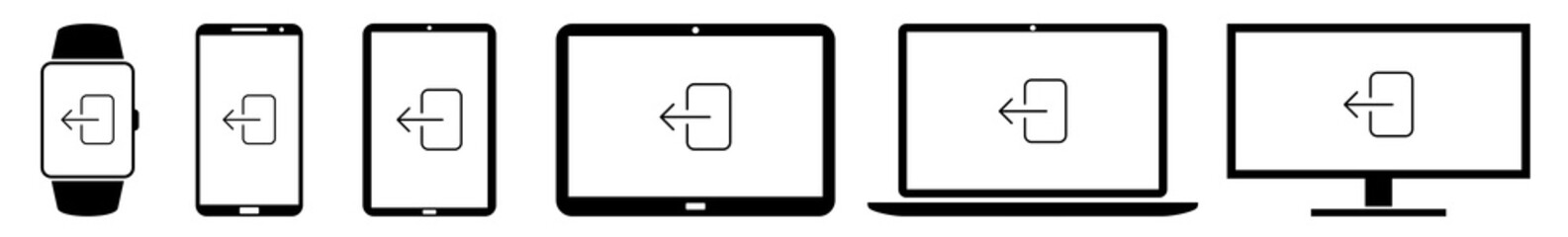 Wall Mural - display logout, log, out, exit, access, entrance icon devices set | web screen device online | lapto