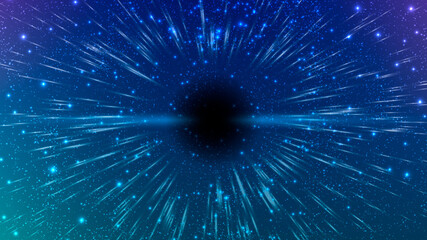 Wall Mural - Vector illustration of faster than light (FTL) interstellar or intergalactic travel. Speed of light and hyperspace.