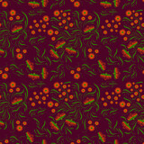 Fototapeta Abstrakcje - Folk floral art pattern. Flowers abstract surface design. Seamless pattern