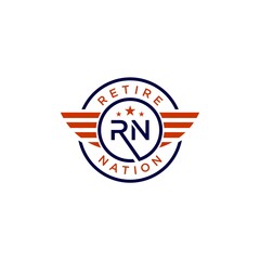 Wall Mural - vintage letter RN logo,retire nation vector with emblem vector illustration