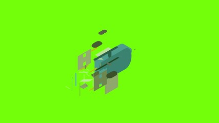 Poster - Usb icon animation cartoon object on green screen background