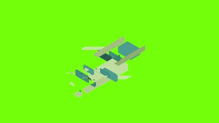 Poster - Mini usb icon animation cartoon object on green screen background