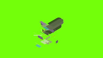 Poster - Digital flash drive icon animation cartoon object on green screen background