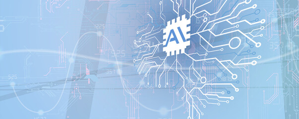 Abstract Artificial intelligence. Cloud computing. Machine learning. Technology web background. Virtual concept