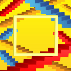 Sticker - Abstract background with frame and colored ladders on yellow background.