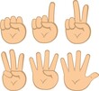 Vector illustration of emoticons of hands counting to number five