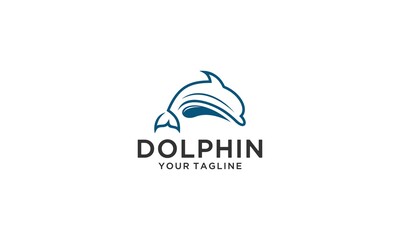 Wall Mural - dolphin logo in addition to a splash of water on a white background
