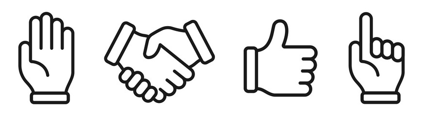 Poster - hand line icons set. hands icons vector