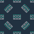 © vector_v - Line Firewall, security wall icon isolated seamless pattern on black background. Vector