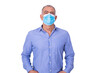 isolated adult man with sanitary mask