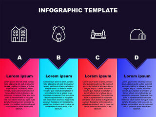 Sticker - Set line House, Beaver animal, Capilano Suspension Bridge and Igloo ice house. Business infographic template. Vector