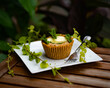 cupcake with cream and mint