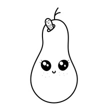 Pear With A Face. Vector Illustration In Doodle Style.