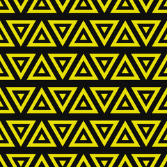 Poster - Yellow triangles pattern. Up and down vector triangles or arrows.