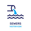 © Icons-Studio - Waste water from sewers vector. Sewage icon